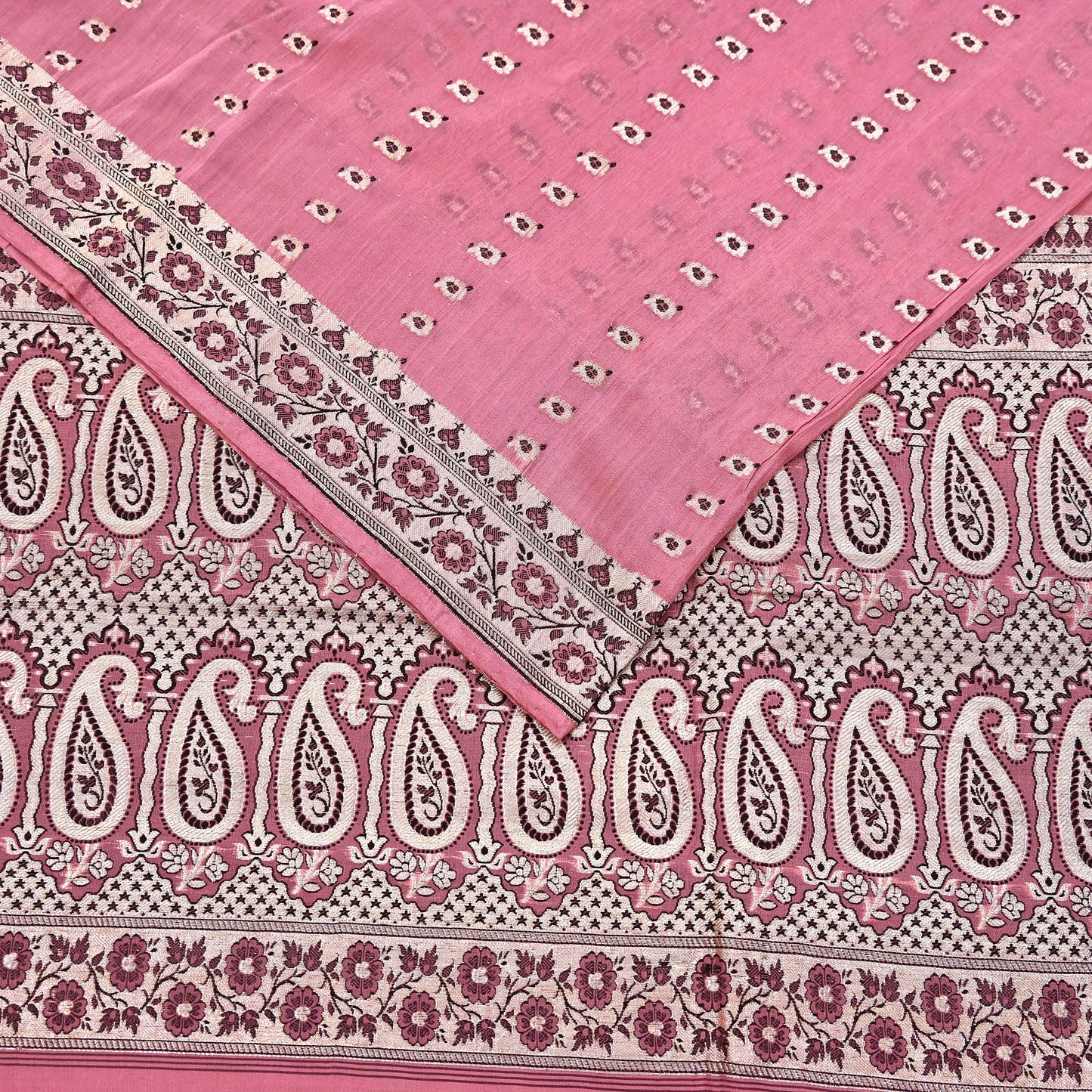 Indian Vintage Sari Pink Heavy Pure Silk Woven Banarasi Sarees 5yd Golden Zari Dress Making Craft Fabric Crafting Quilting Upcycle
