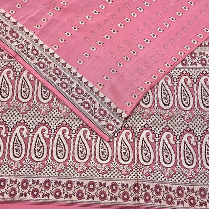 Indian Vintage Sari Pink Heavy Pure Silk Woven Banarasi Sarees 5yd Golden Zari Dress Making Craft Fabric Crafting Quilting Upcycle