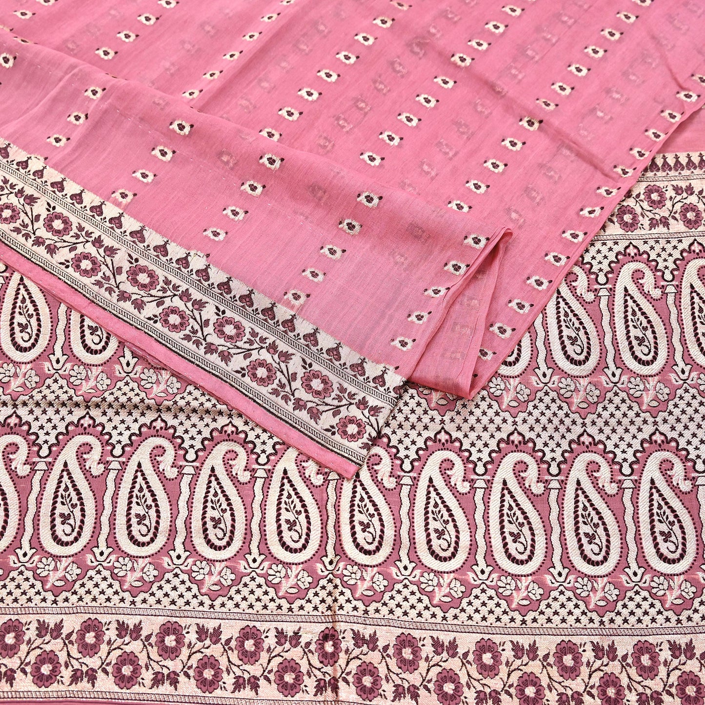 Indian Vintage Sari Pink Heavy Pure Silk Woven Banarasi Sarees 5yd Golden Zari Dress Making Craft Fabric Crafting Quilting Upcycle