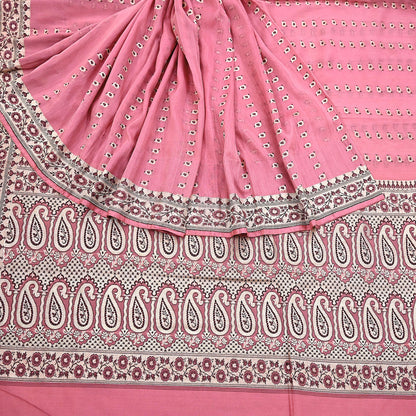 Indian Vintage Sari Pink Heavy Pure Silk Woven Banarasi Sarees 5yd Golden Zari Dress Making Craft Fabric Crafting Quilting Upcycle