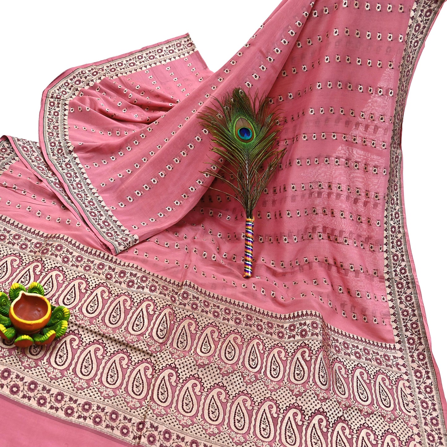 Indian Vintage Sari Pink Heavy Pure Silk Woven Banarasi Sarees 5yd Golden Zari Dress Making Craft Fabric Crafting Quilting Upcycle