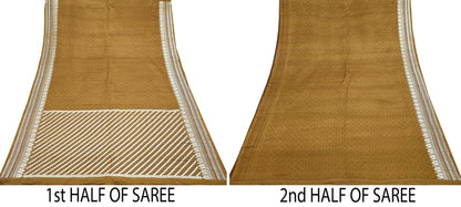 Indian Vintage Sari Green Heavy Pure Satin Silk Woven Banarasi Tanchoi Saree 5Yd Ethnic Craft Fabric Upcycle Bridal Heavy Sarees