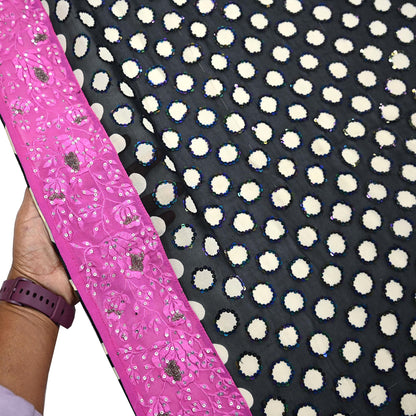 Indian Vintage Black Dupatta Pure Georgette silk Long Stole Hand Embroidered Scarves Stole Veil Wrap Sequins