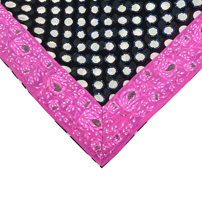 Indian Vintage Black Dupatta Pure Georgette silk Long Stole Hand Embroidered Scarves Stole Veil Wrap Sequins