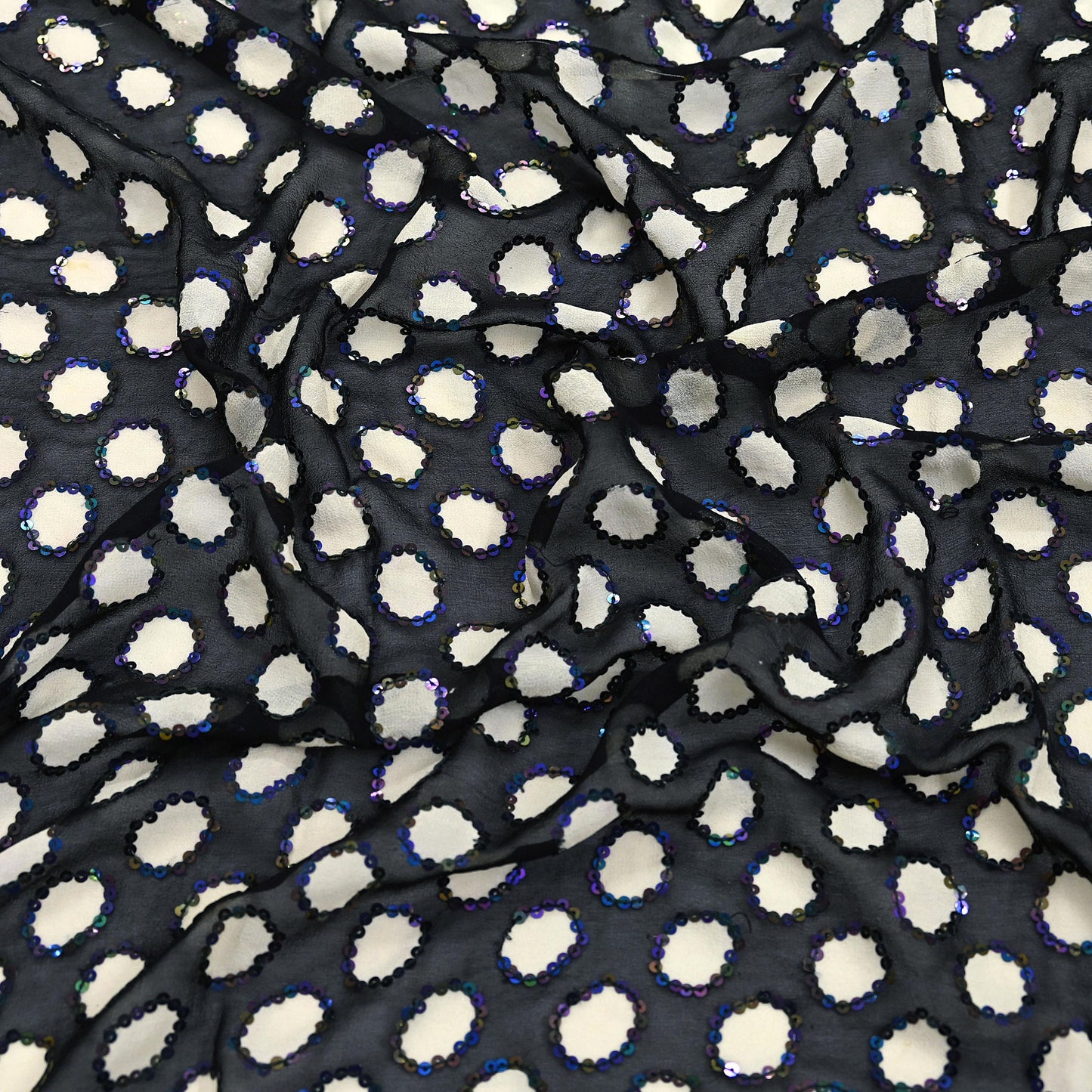 Indian Vintage Black Dupatta Pure Georgette silk Long Stole Hand Embroidered Scarves Stole Veil Wrap Sequins