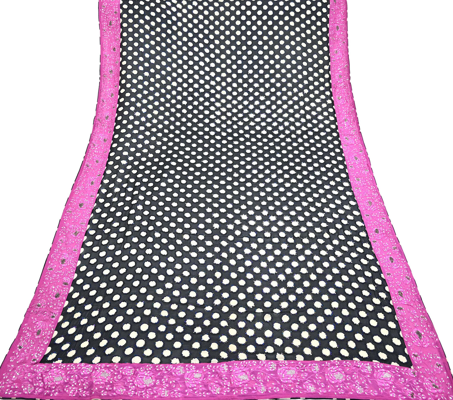 Indian Vintage Black Dupatta Pure Georgette silk Long Stole Hand Embroidered Scarves Stole Veil Wrap Sequins