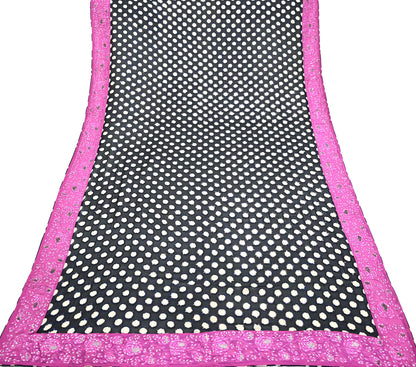 Indian Vintage Black Dupatta Pure Georgette silk Long Stole Hand Embroidered Scarves Stole Veil Wrap Sequins