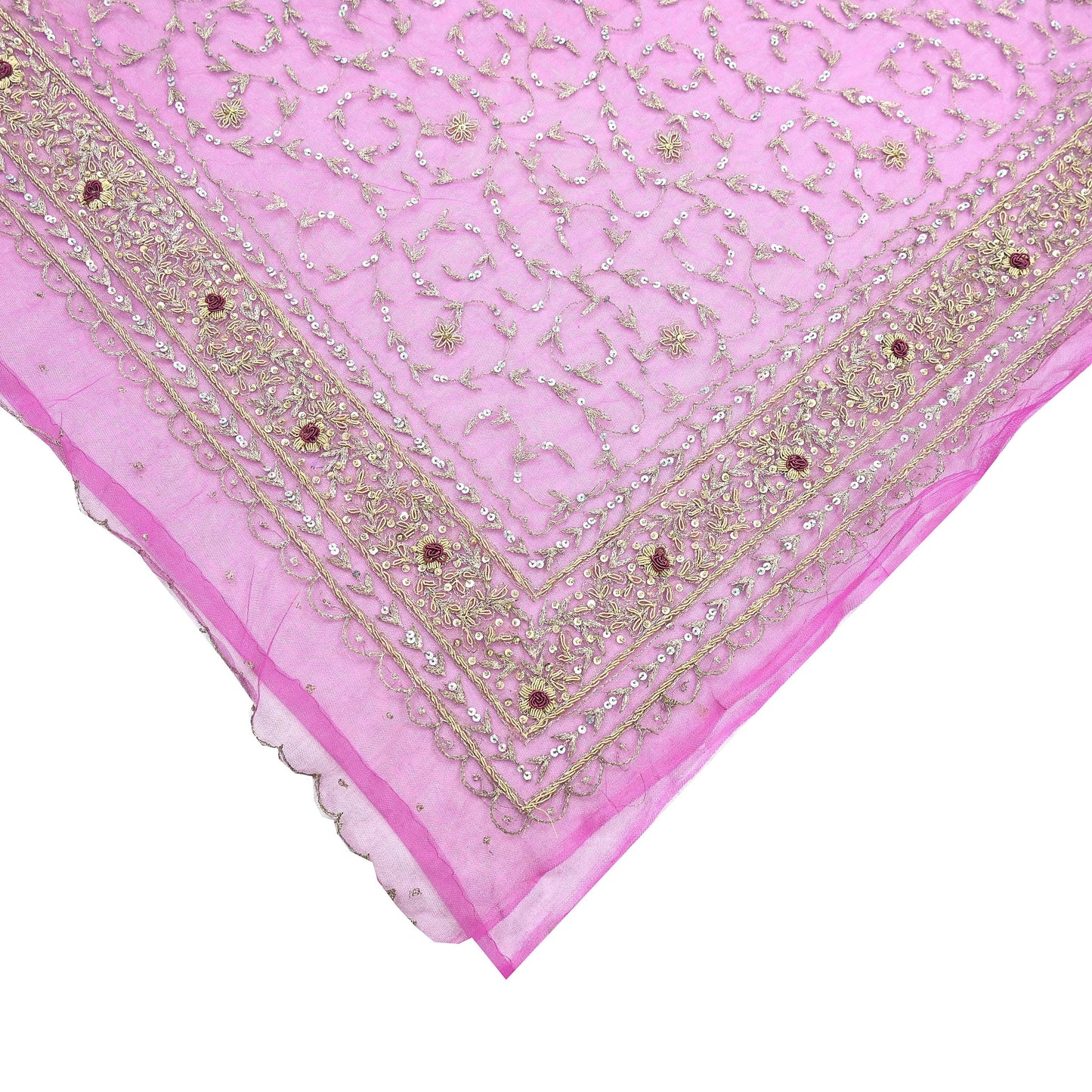 Indian Vintage Heavy Saree Purple Net/Mesh Hand Embroidered Sari Fabric 5Yd Sewing Soft Zardozi/Dabka Zari Sequins Wedding net sarees