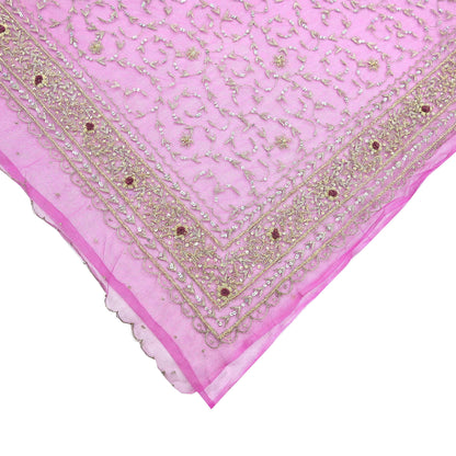 Indian Vintage Heavy Saree Purple Net/Mesh Hand Embroidered Sari Fabric 5Yd Sewing Soft Zardozi/Dabka Zari Sequins Wedding net sarees