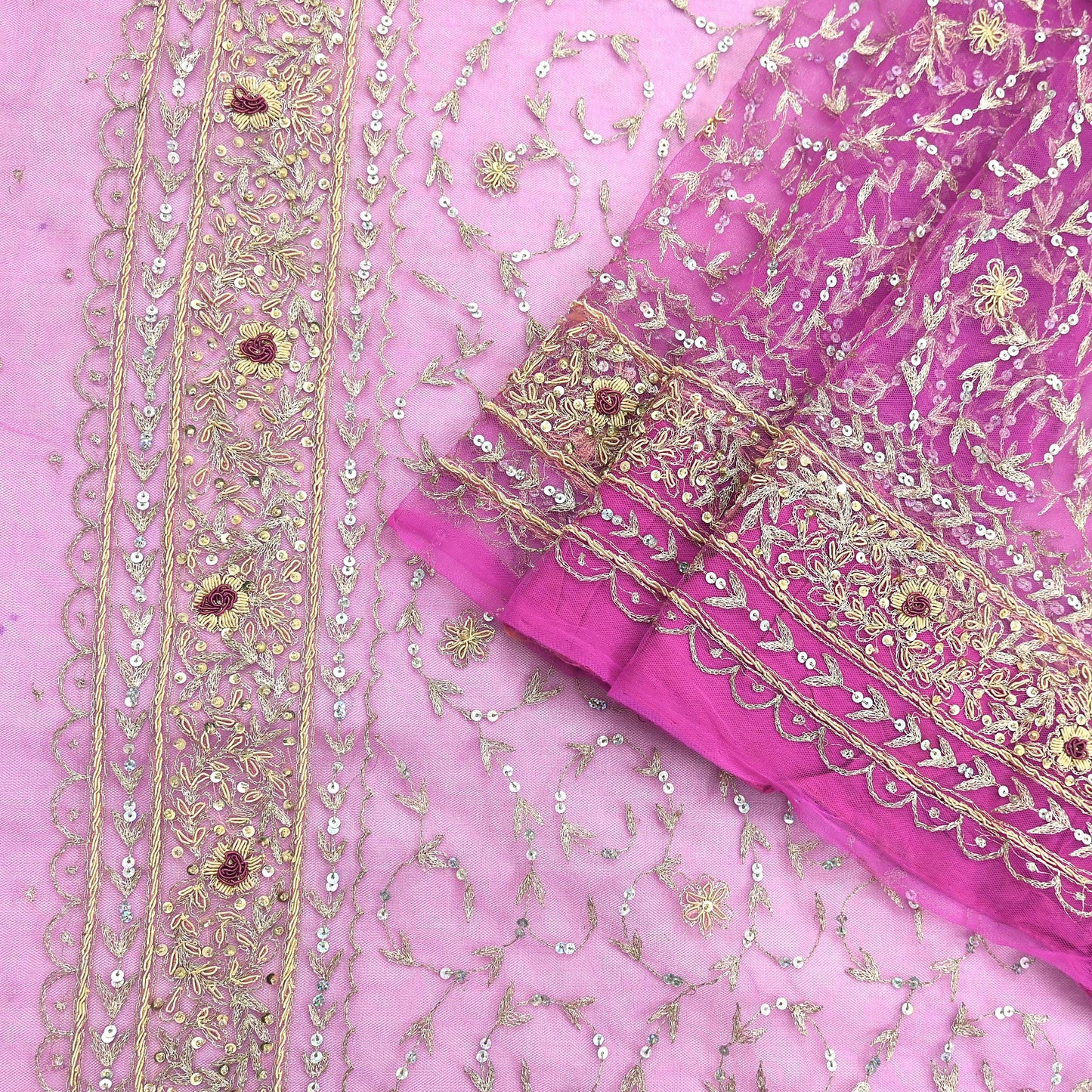 Indian Vintage Heavy Saree Purple Net/Mesh Hand Embroidered Sari Fabric 5Yd Sewing Soft Zardozi/Dabka Zari Sequins Wedding net sarees