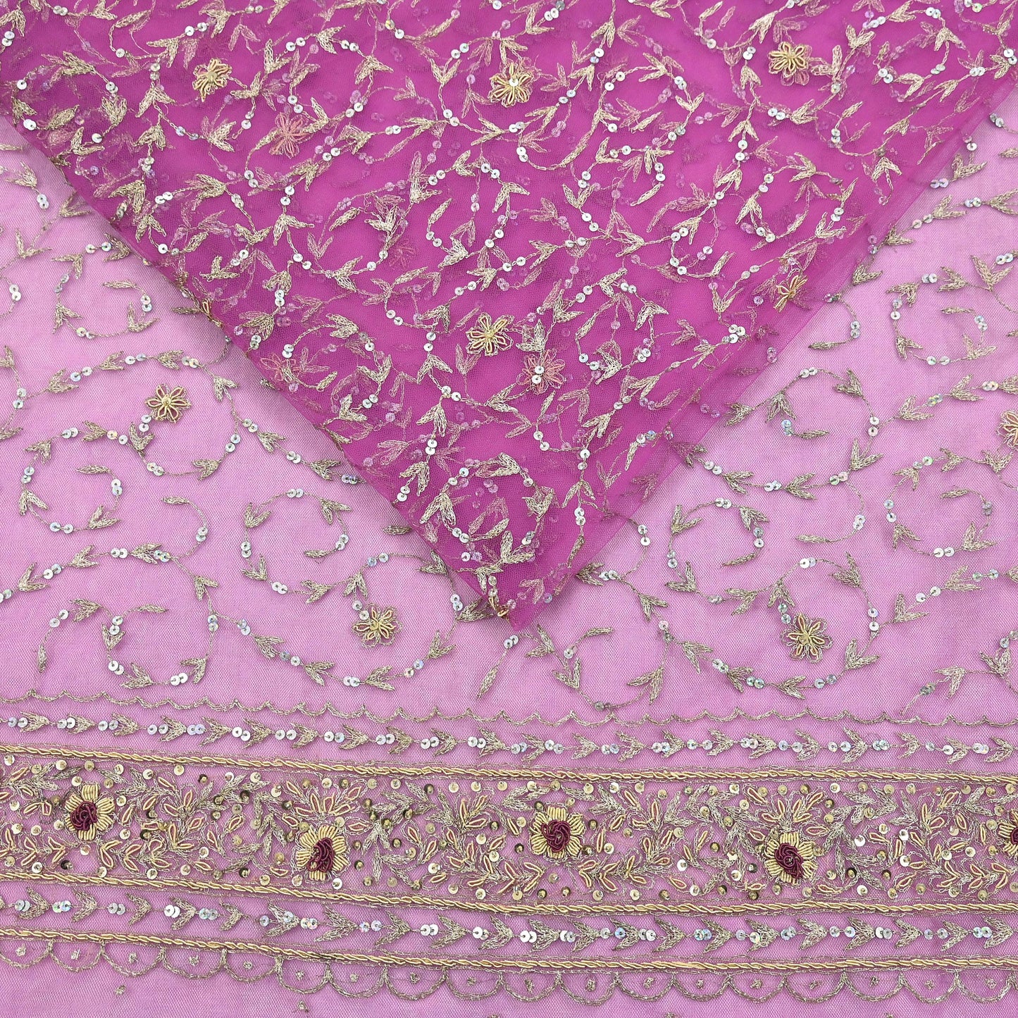 Indian Vintage Heavy Saree Purple Net/Mesh Hand Embroidered Sari Fabric 5Yd Sewing Soft Zardozi/Dabka Zari Sequins Wedding net sarees