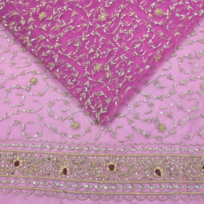 Indian Vintage Heavy Saree Purple Net/Mesh Hand Embroidered Sari Fabric 5Yd Sewing Soft Zardozi/Dabka Zari Sequins Wedding net sarees