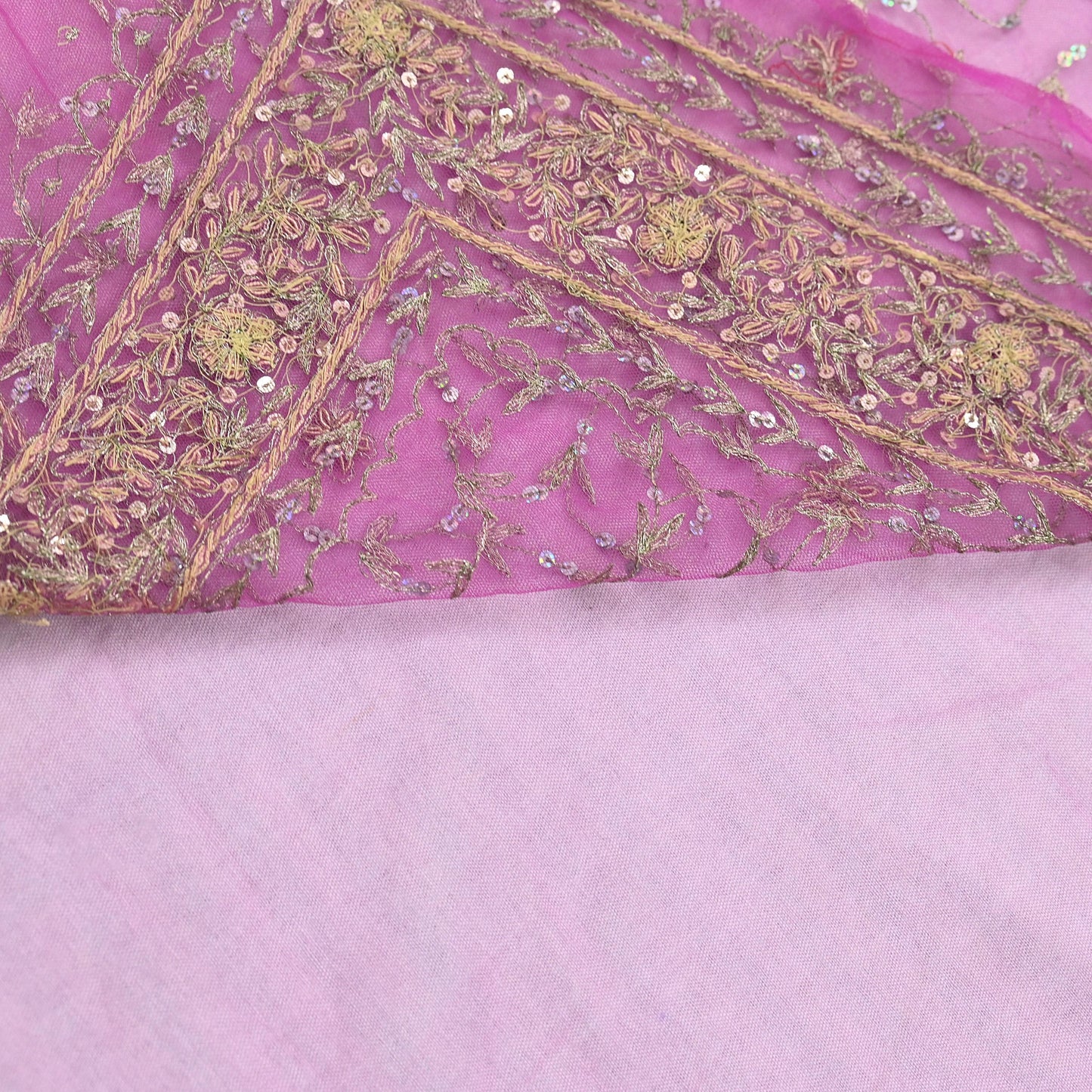 Indian Vintage Heavy Saree Purple Net/Mesh Hand Embroidered Sari Fabric 5Yd Sewing Soft Zardozi/Dabka Zari Sequins Wedding net sarees