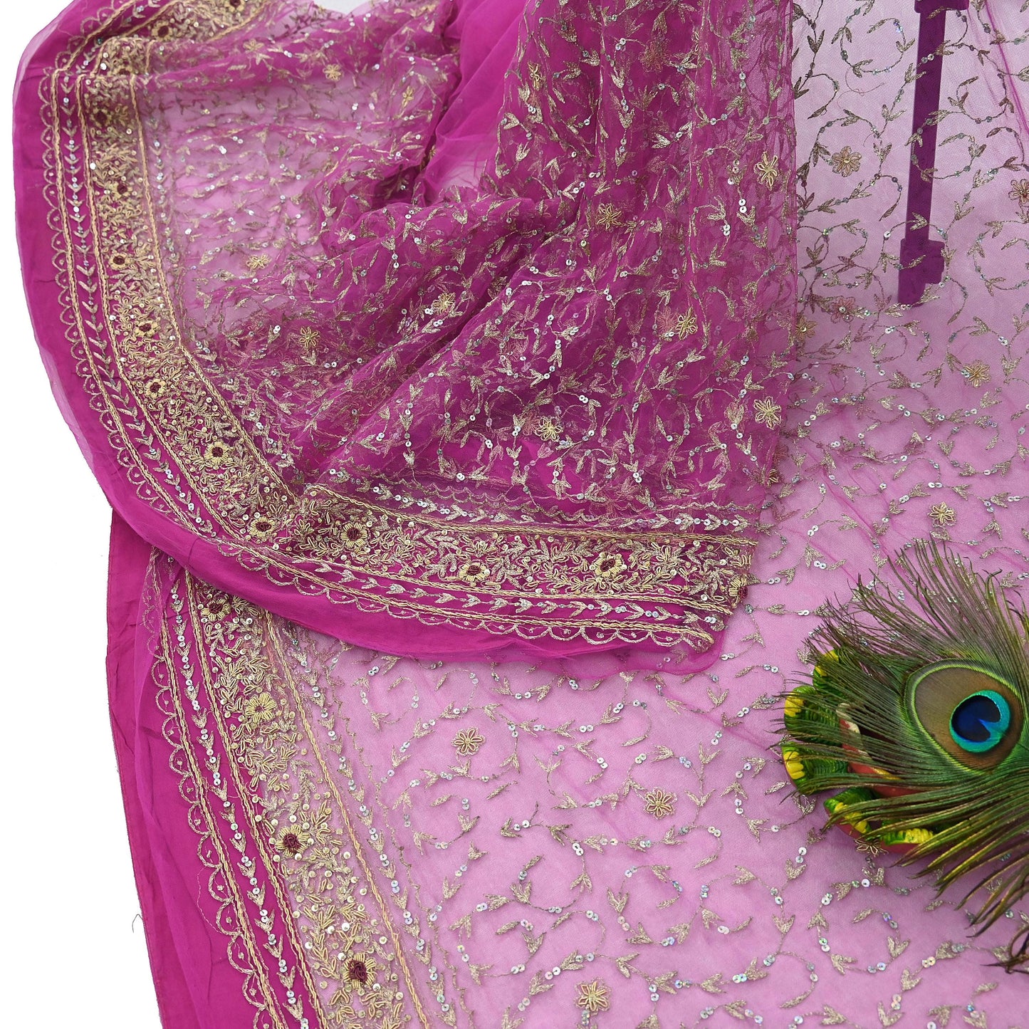 Indian Vintage Heavy Saree Purple Net/Mesh Hand Embroidered Sari Fabric 5Yd Sewing Soft Zardozi/Dabka Zari Sequins Wedding net sarees