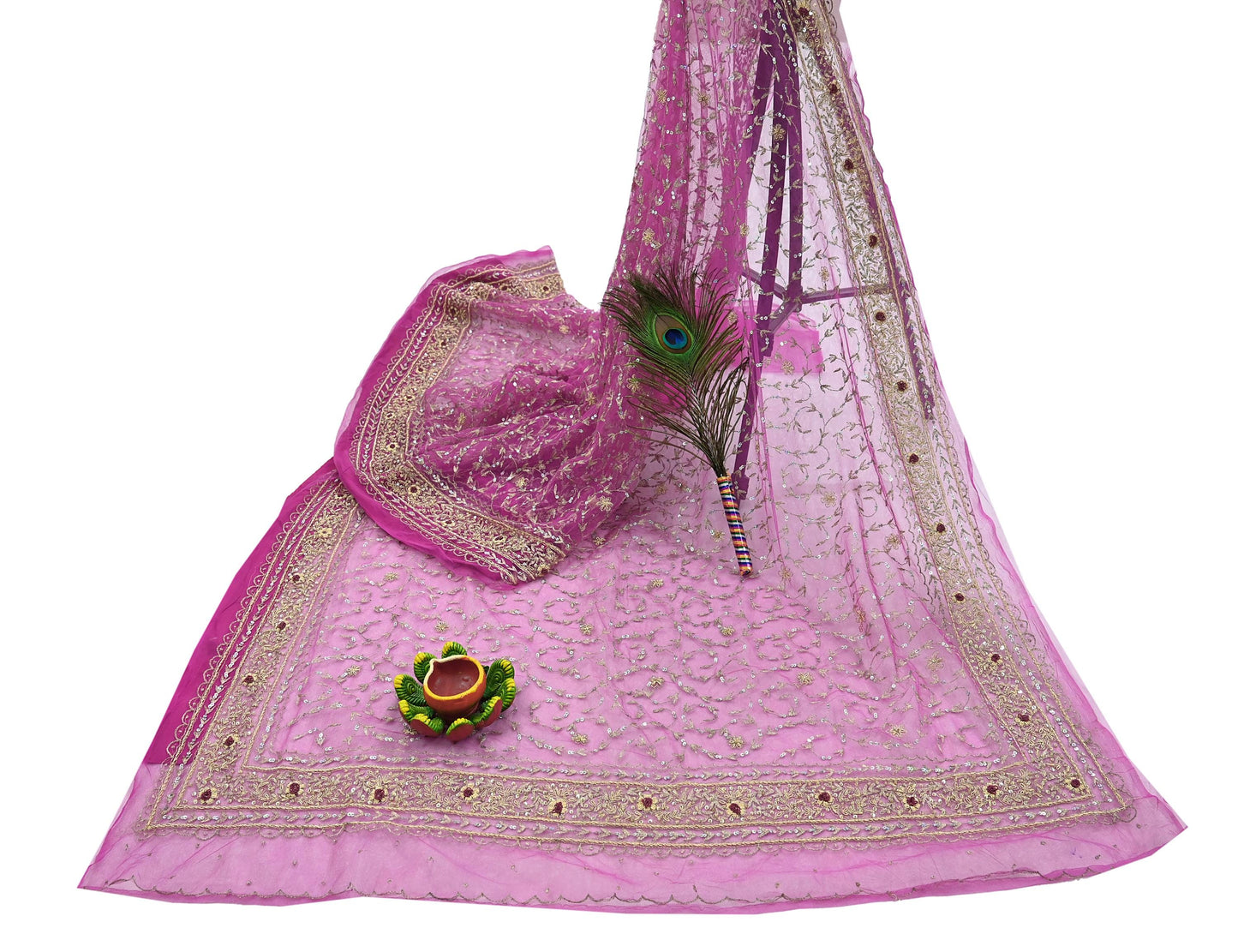 Indian Vintage Heavy Saree Purple Net/Mesh Hand Embroidered Sari Fabric 5Yd Sewing Soft Zardozi/Dabka Zari Sequins Wedding net sarees