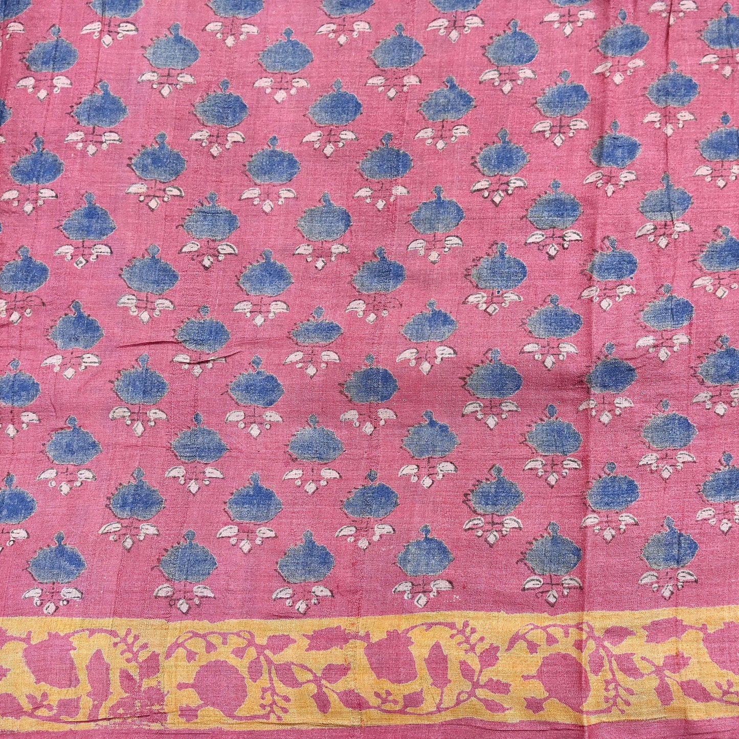 Indian Vintage Peach & Gray Saree Pure Khadi Silk Handloom Printed Sari Fabric 5yard Ethnic Wear Sari Floral