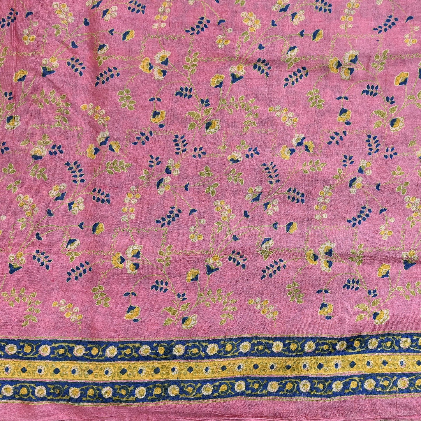 Indian Vintage Pink Saree Pure Khadi Silk Handloom Printed Sari Fabric 5yard Ethnic Wear Sari Floral