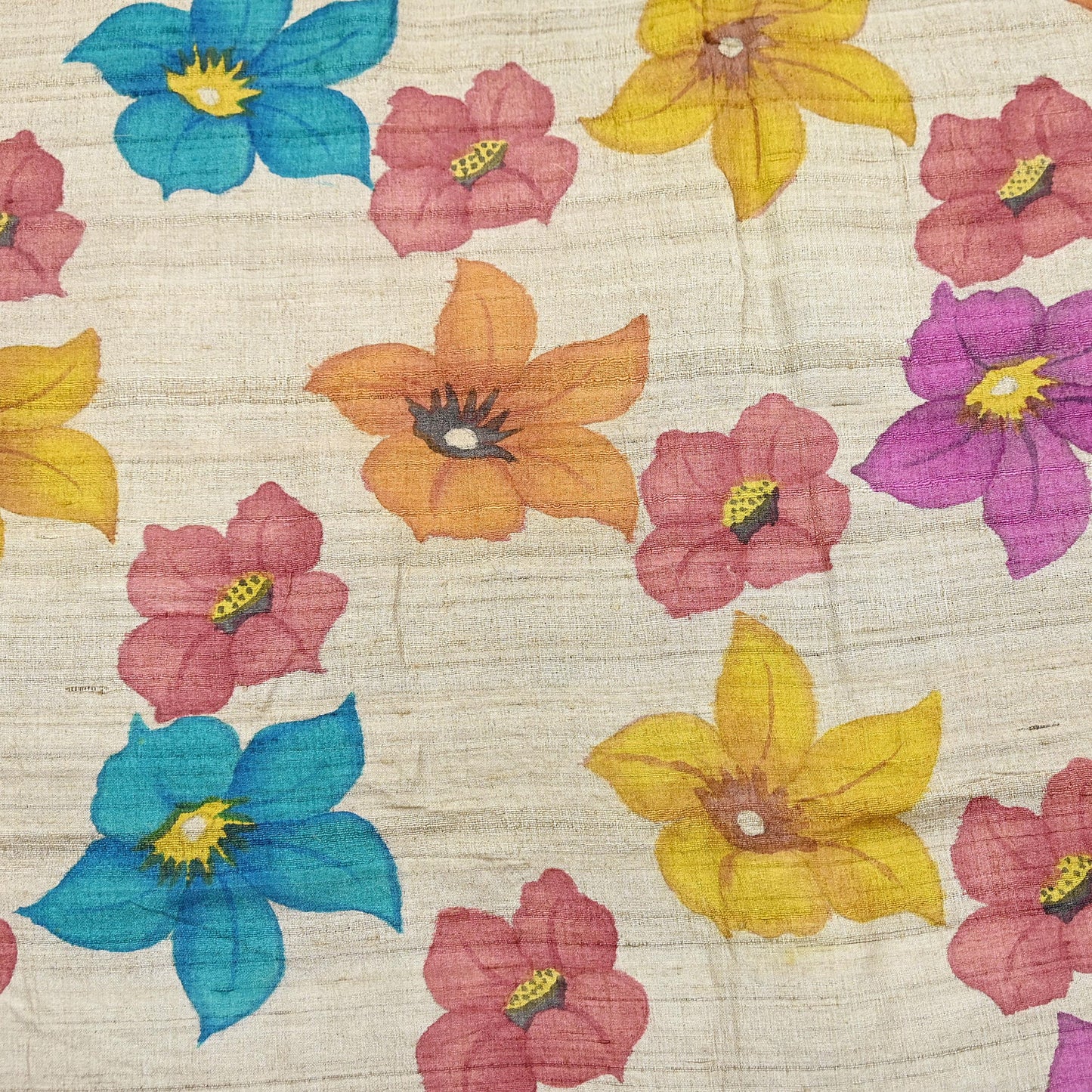 Indian Vintage Saree Beige Pure Khadi Silk Handloom Digital Printed Sari Fabric 5yard Ethnic Wear Sari Floral Dressmaking Crafting Upcycle