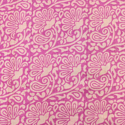 Indian Vintage Pink, Beige & Orange Saree Pure Khadi Silk Handloom Kalamkari Sari Craft Fabric 5yd Ethnic Wear Sari Floral