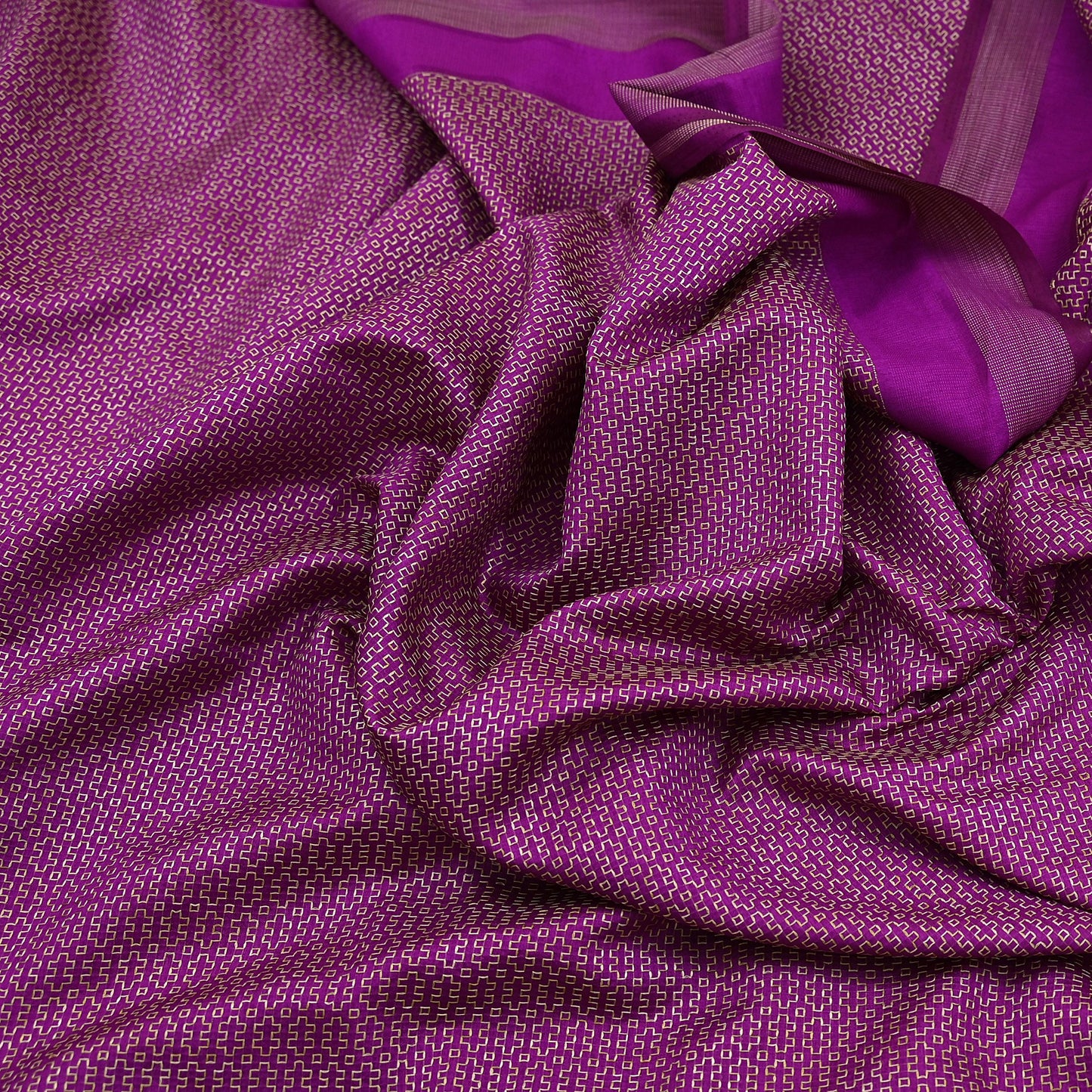 Indian Vintage Purple Chanderi Saree Woven Ethnic Sari 6 Yard Fabric Craft Sewing Quilting Dressmaking Material Holiday DIY Textile