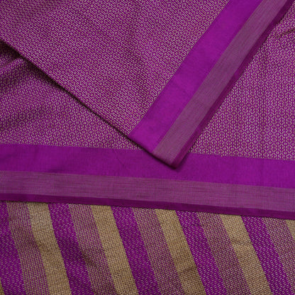 Indian Vintage Purple Chanderi Saree Woven Ethnic Sari 6 Yard Fabric Craft Sewing Quilting Dressmaking Material Holiday DIY Textile