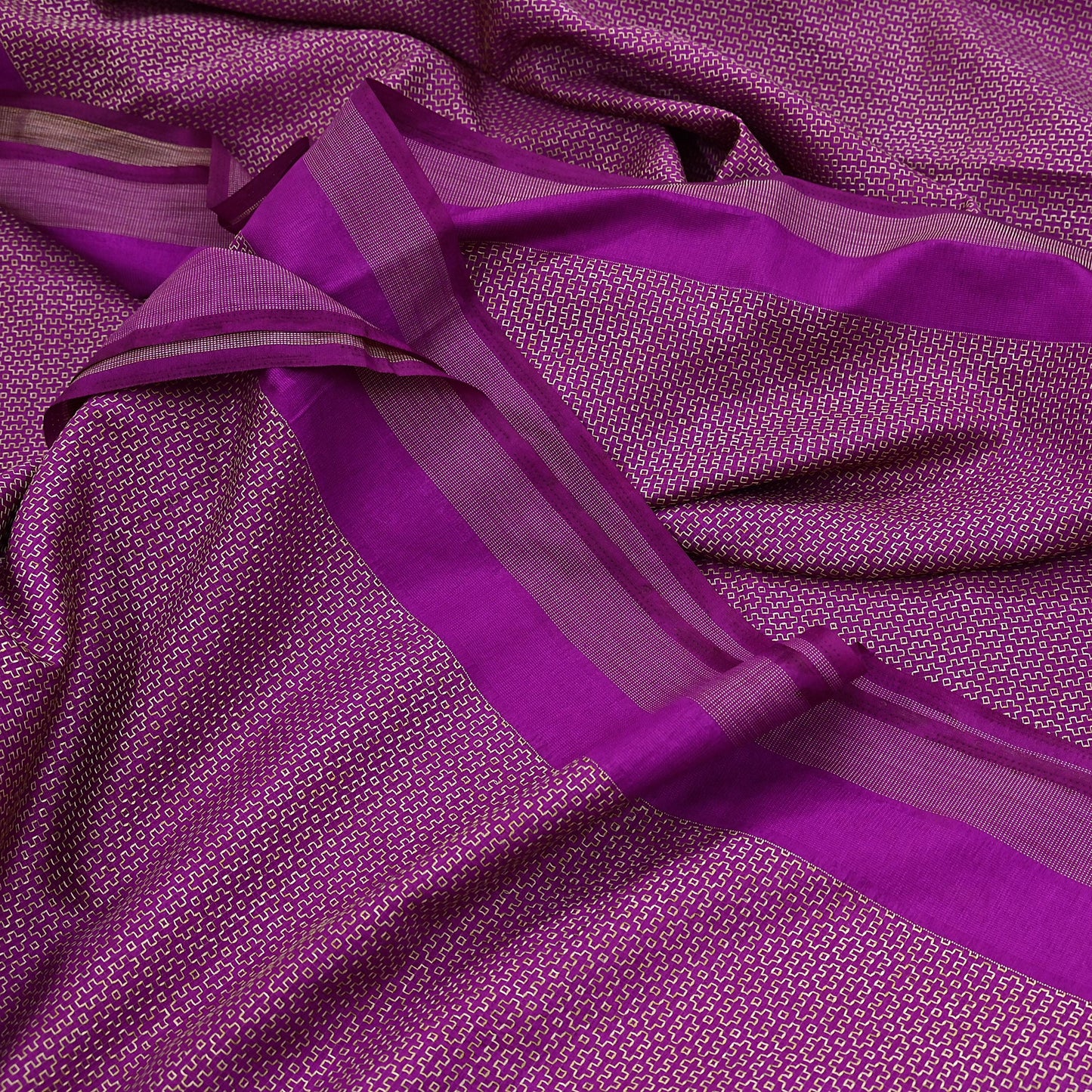 Indian Vintage Purple Chanderi Saree Woven Ethnic Sari 6 Yard Fabric Craft Sewing Quilting Dressmaking Material Holiday DIY Textile