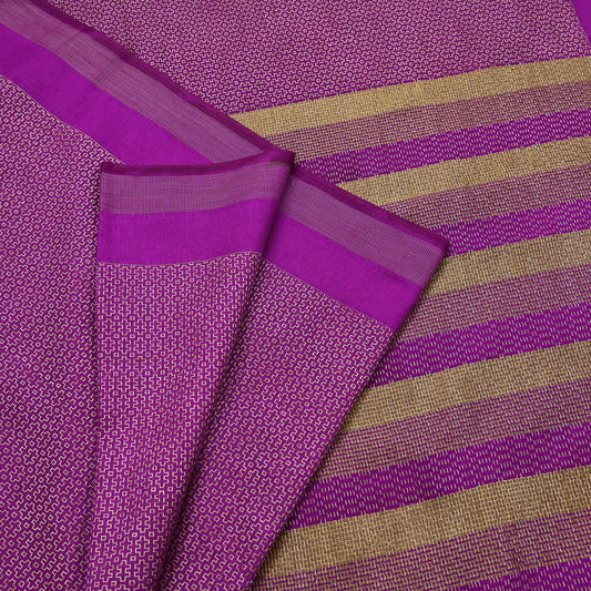 Indian Vintage Purple Chanderi Saree Woven Ethnic Sari 6 Yard Fabric Craft Sewing Quilting Dressmaking Material Holiday DIY Textile