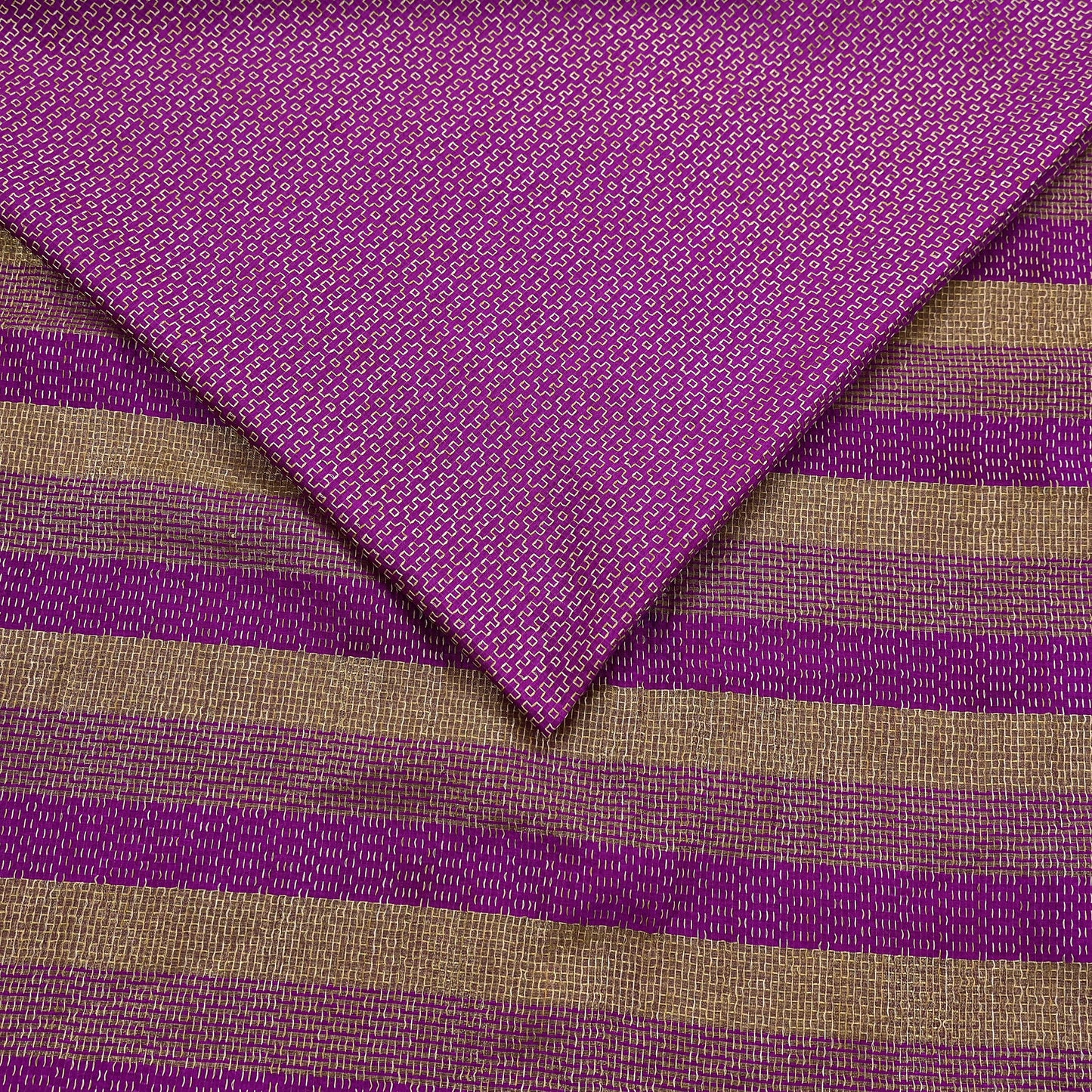 Indian Vintage Purple Chanderi Saree Woven Ethnic Sari 6 Yard Fabric Craft Sewing Quilting Dressmaking Material Holiday DIY Textile