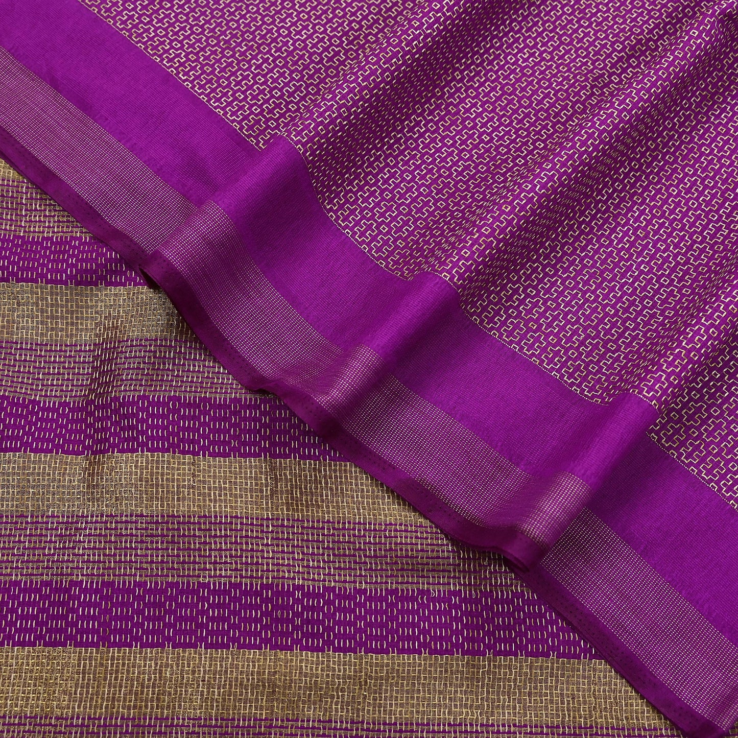 Indian Vintage Purple Chanderi Saree Woven Ethnic Sari 6 Yard Fabric Craft Sewing Quilting Dressmaking Material Holiday DIY Textile