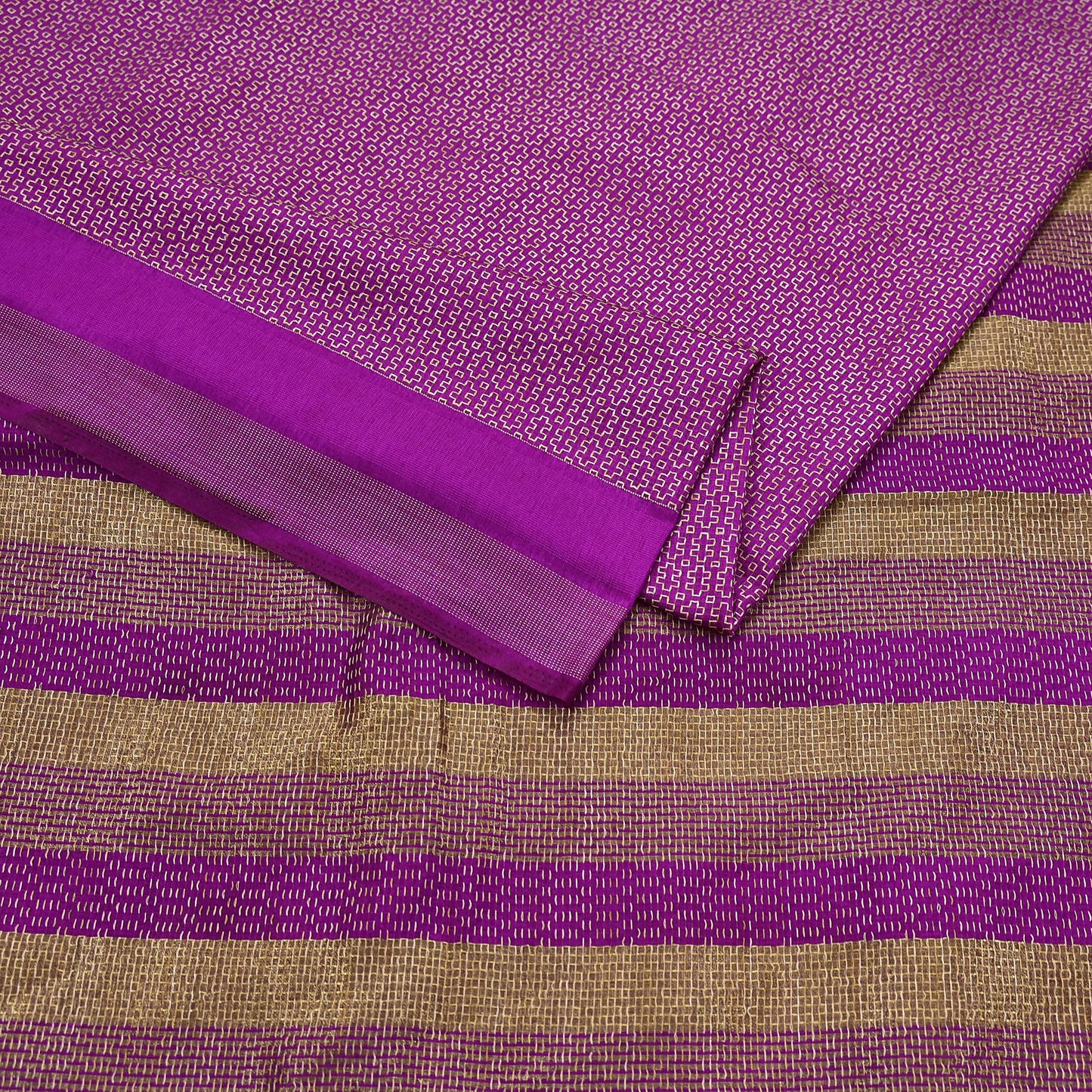 Indian Vintage Purple Chanderi Saree Woven Ethnic Sari 6 Yard Fabric Craft Sewing Quilting Dressmaking Material Holiday DIY Textile