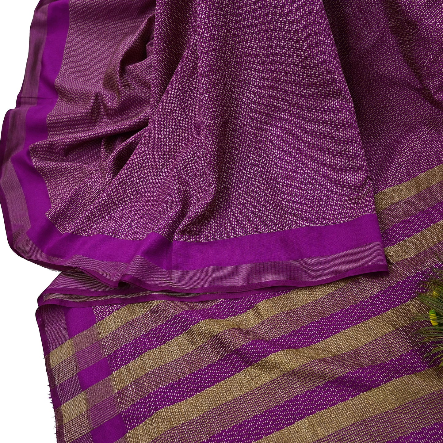 Indian Vintage Purple Chanderi Saree Woven Ethnic Sari 6 Yard Fabric Craft Sewing Quilting Dressmaking Material Holiday DIY Textile