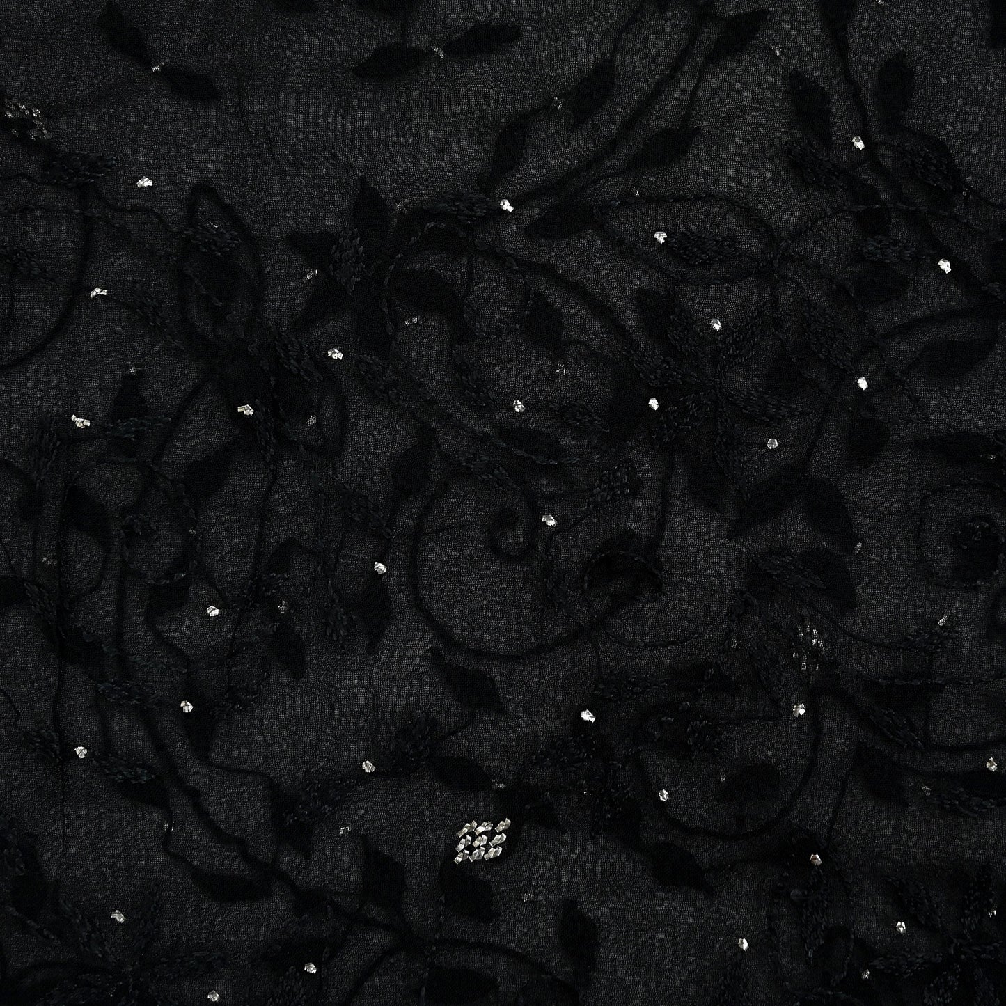 Indian Vintage Black Saree Hand Embroidered Kantha Mukesh Cotton Blend Sari 6 Yard Craft Fabric for Dressmaking, Quilting & Upcycling