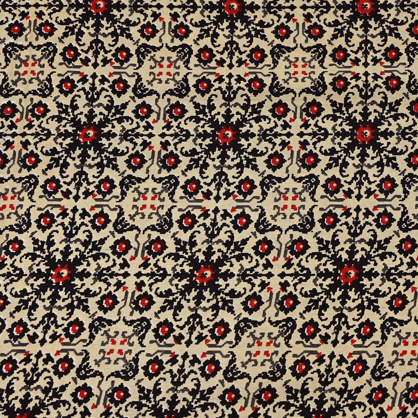 Vintage Beige Digital Printed Saree Floral Artificial Silk Fabric 5 Yards Indian Satin-Like Material for Dressmaking & Quilting Crafts