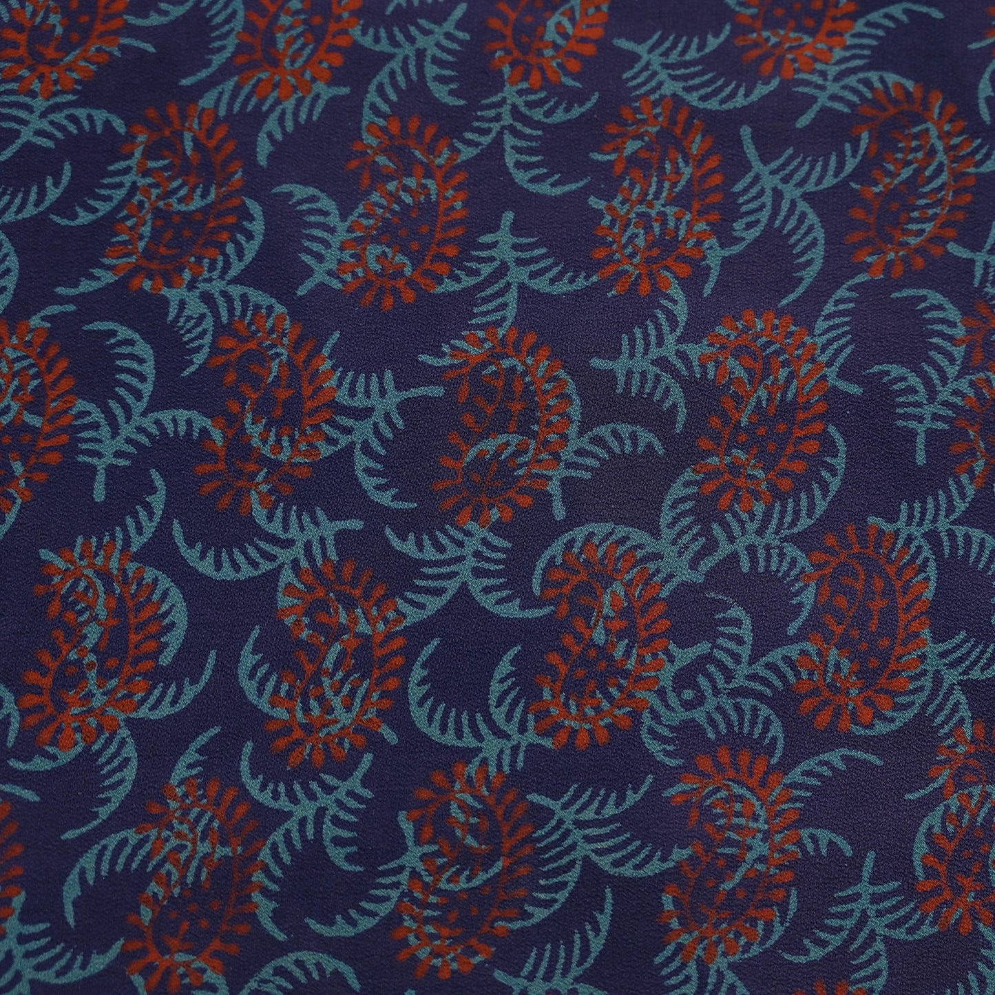 Vintage Blue Crepe Silk Saree Hand Block Printed Pure Silk Fabric 6 Yard Floral Indian Sari Soft Craft Quilting Dressmaking Material