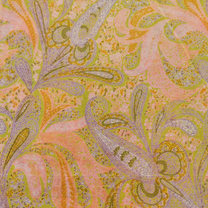 Vintage Pink Green Printed Saree Indian Artificial Silk Fabric 6 Yard Soft Sewing Material for Dressmaking, Quilting & Crafts
