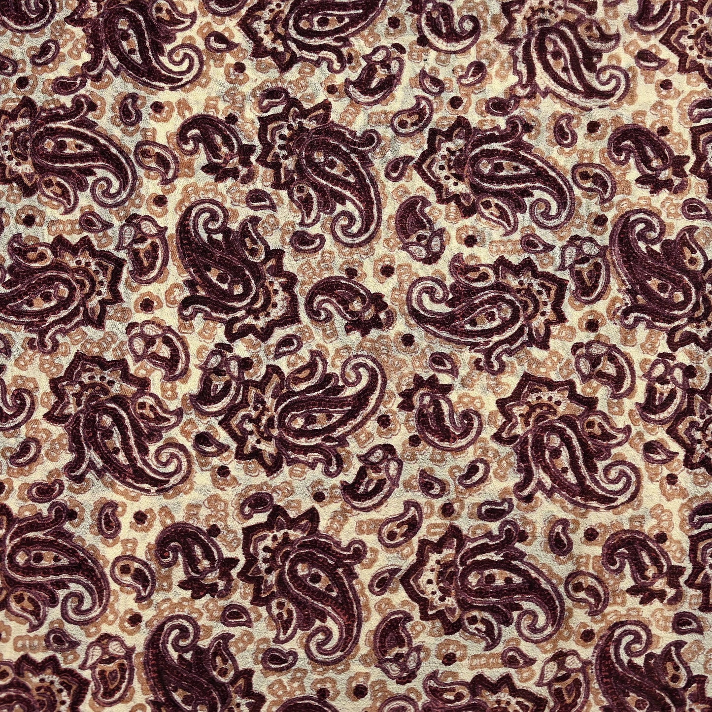 Vintage Brown Beige Pure Silk Saree Indian Paisley Printed Silk Fabric 6 Yard Soft Sewing Material for Dressmaking, Quilting & Crafts
