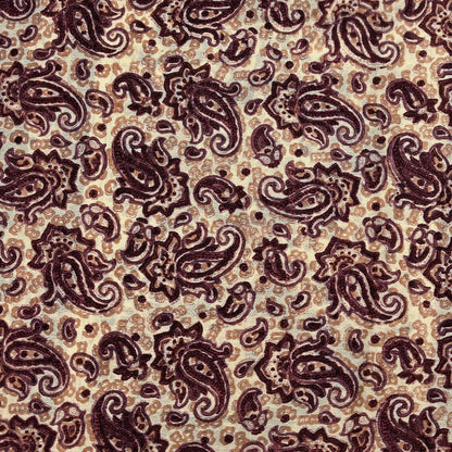 Vintage Brown Beige Pure Silk Saree Indian Paisley Printed Silk Fabric 6 Yard Soft Sewing Material for Dressmaking, Quilting & Crafts
