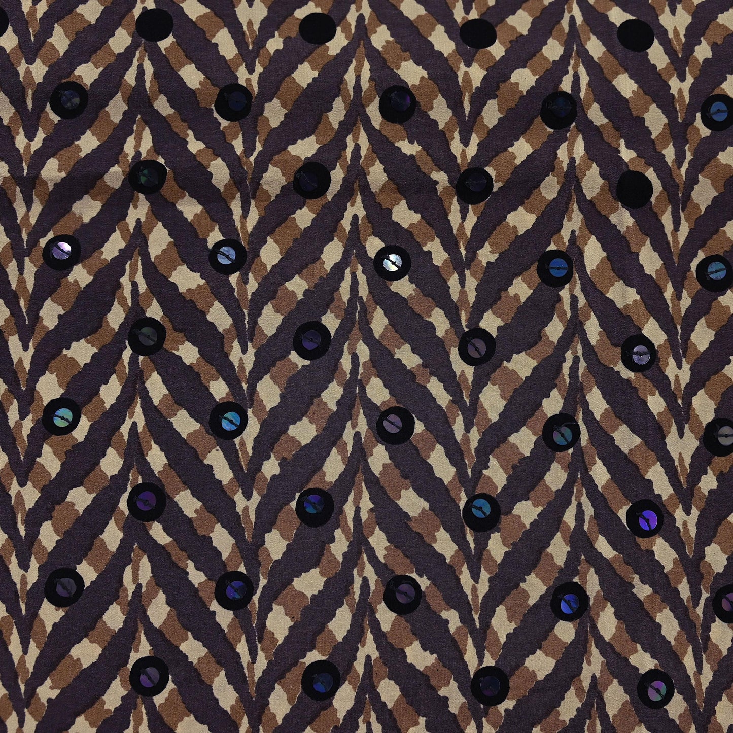 Indian Vintage Sari Brown & Orange Pure Crepe Silk Hand Embroidered Saree 5yd Sewing Floral Craft Sequins Dress making Crafting Quilting