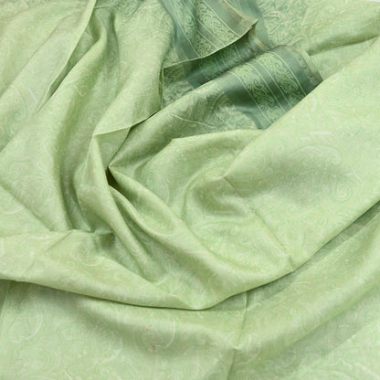 Indian Vintage Sari Green Pure Silk Printed Sarees 5yd Sewing Craft Fabric Dress Making  Soft Floral Wrap Upcycle Used Quilting Crafting