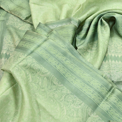 Indian Vintage Sari Green Pure Silk Printed Sarees 5yd Sewing Craft Fabric Dress Making  Soft Floral Wrap Upcycle Used Quilting Crafting