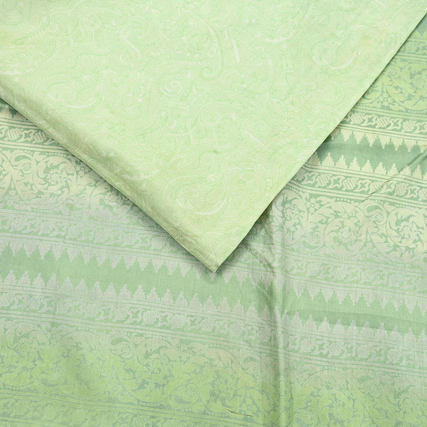 Indian Vintage Sari Green Pure Silk Printed Sarees 5yd Sewing Craft Fabric Dress Making  Soft Floral Wrap Upcycle Used Quilting Crafting