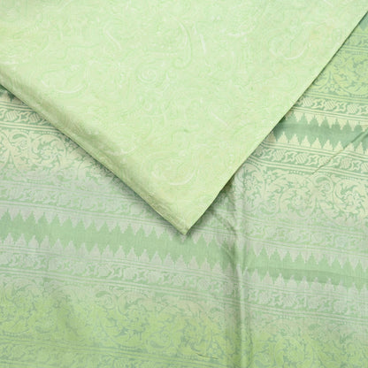 Indian Vintage Sari Green Pure Silk Printed Sarees 5yd Sewing Craft Fabric Dress Making  Soft Floral Wrap Upcycle Used Quilting Crafting