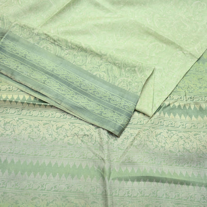 Indian Vintage Sari Green Pure Silk Printed Sarees 5yd Sewing Craft Fabric Dress Making  Soft Floral Wrap Upcycle Used Quilting Crafting