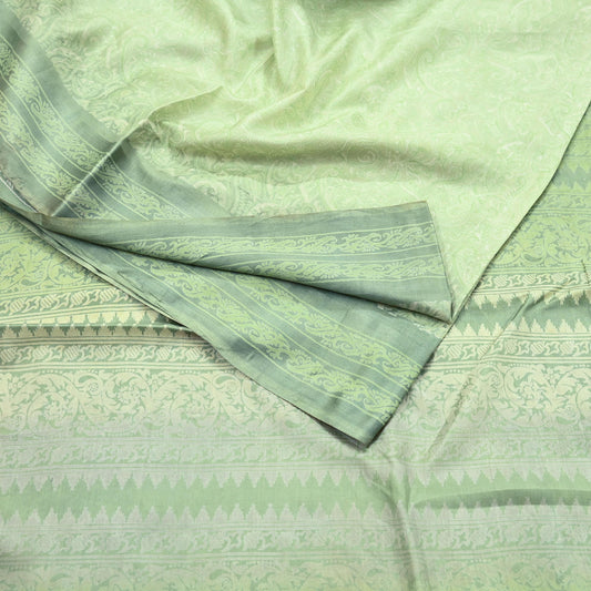 Indian Vintage Sari Green Pure Silk Printed Sarees 5yd Sewing Craft Fabric Dress Making  Soft Floral Wrap Upcycle Used Quilting Crafting