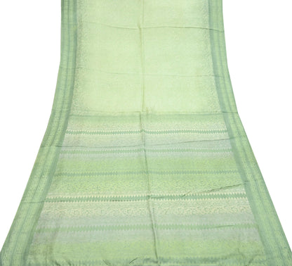 Indian Vintage Sari Green Pure Silk Printed Sarees 5yd Sewing Craft Fabric Dress Making  Soft Floral Wrap Upcycle Used Quilting Crafting