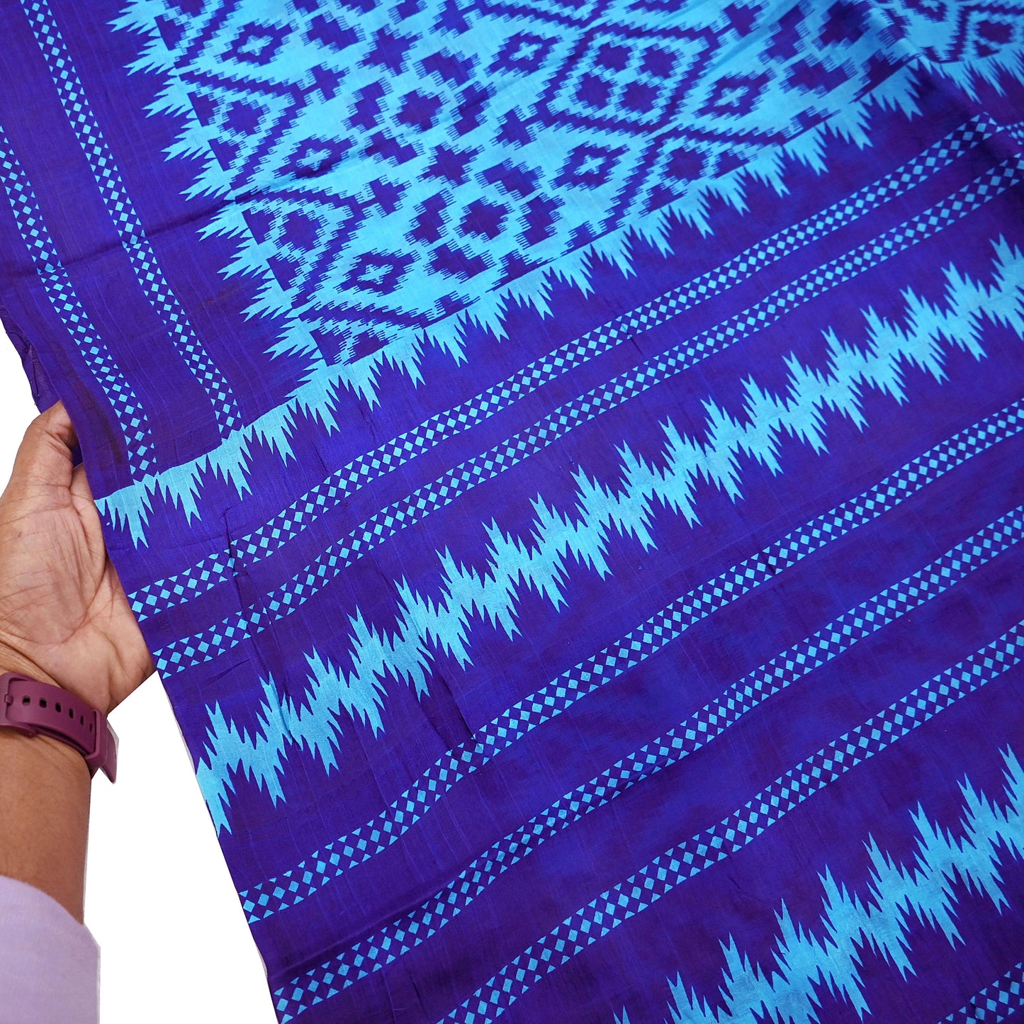 Indian Vintage Sari Blue & Green Pure Silk Printed Saree Fabric 5yard Sewing Craft Fabric DressMaking Wrap Floral