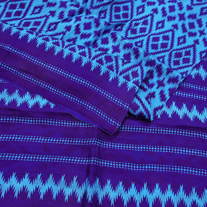 Indian Vintage Sari Blue & Green Pure Silk Printed Saree Fabric 5yard Sewing Craft Fabric DressMaking Wrap Floral