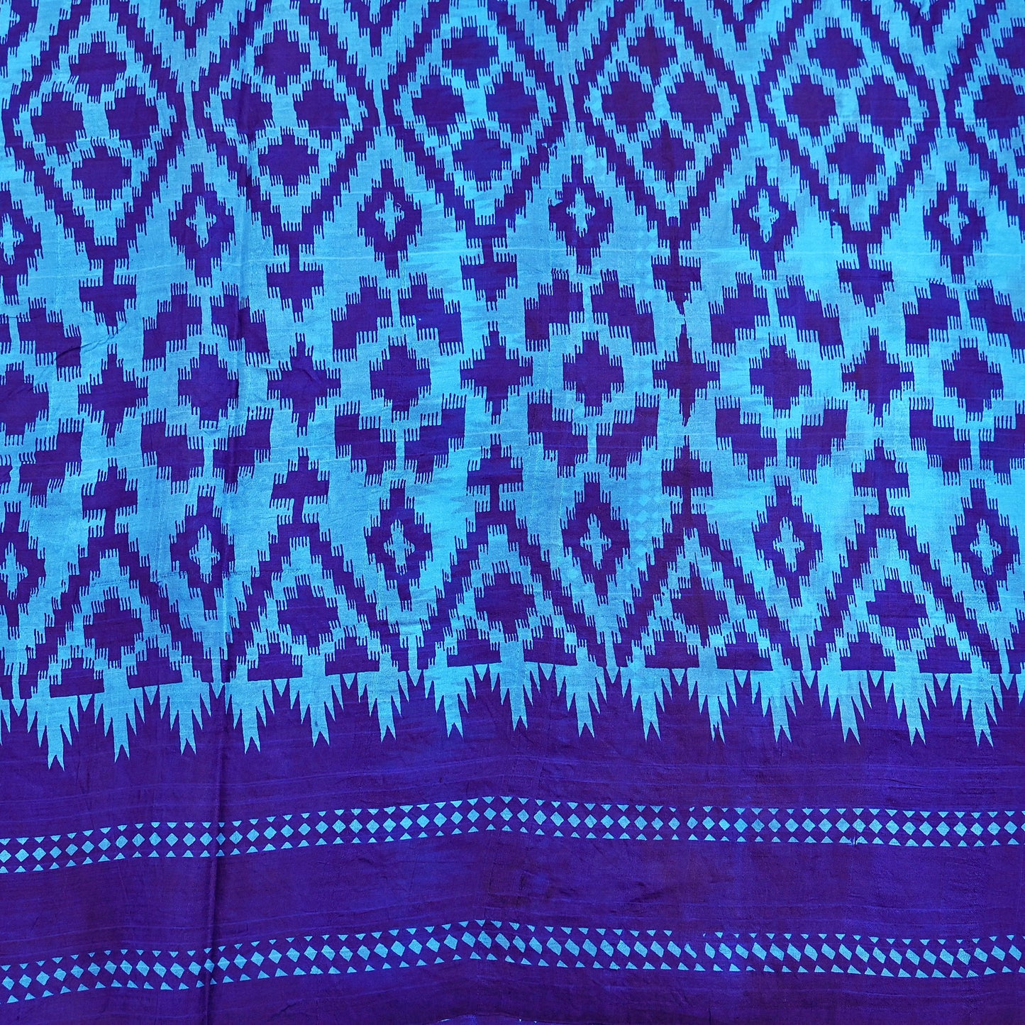 Indian Vintage Sari Blue & Green Pure Silk Printed Saree Fabric 5yard Sewing Craft Fabric DressMaking Wrap Floral