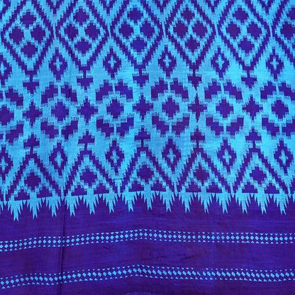 Indian Vintage Sari Blue & Green Pure Silk Printed Saree Fabric 5yard Sewing Craft Fabric DressMaking Wrap Floral