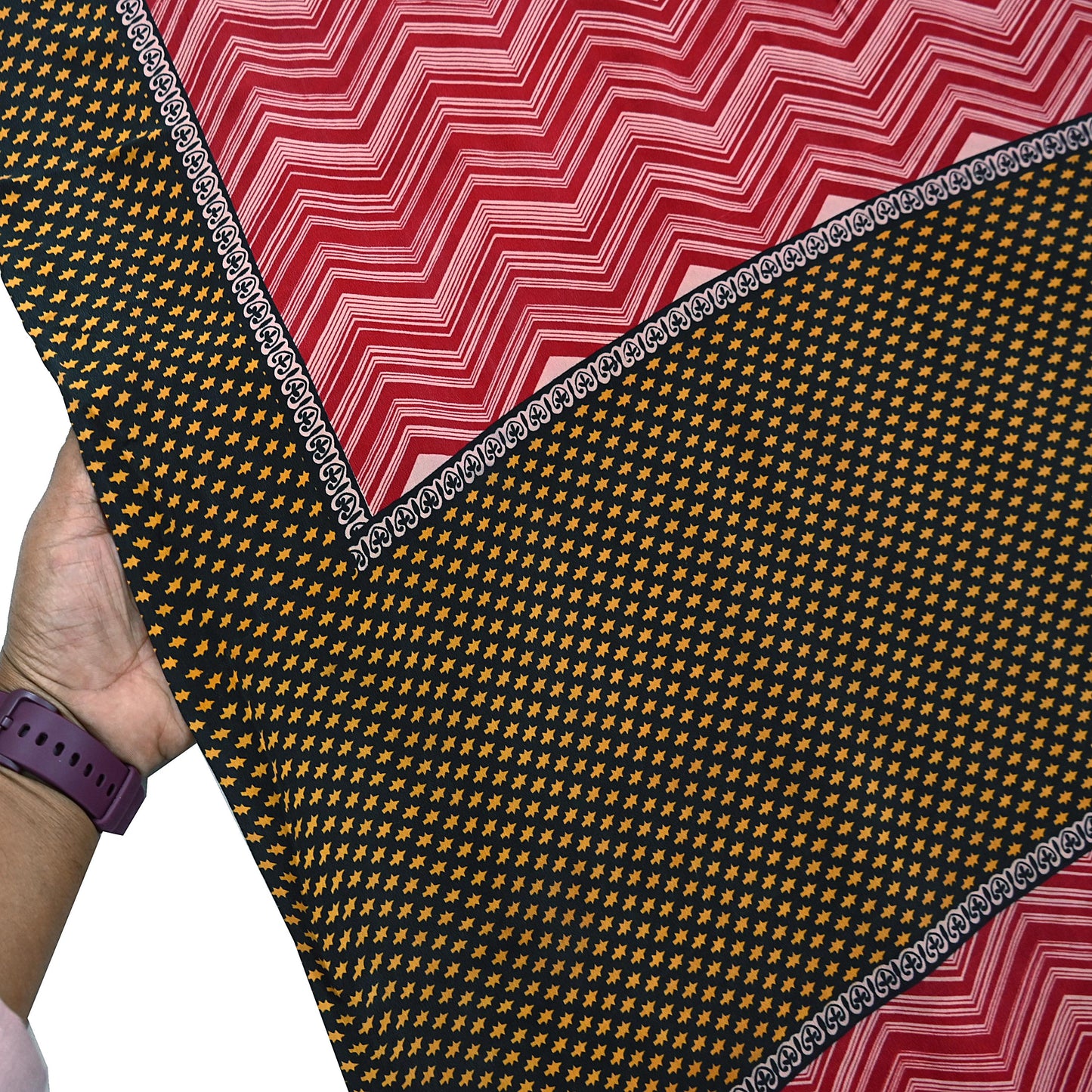 Indian Vintage Sari Maroon Pure Crepe Silk Block Printed Saree 5yard Sewing Quilting Floral Soft Craft Fabric Wrap